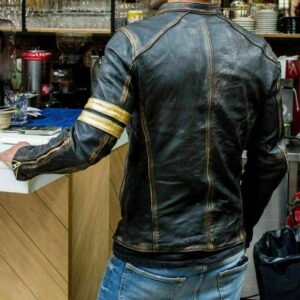 Alternative view of Men's Vintage Cafe Racer Leather Jacket