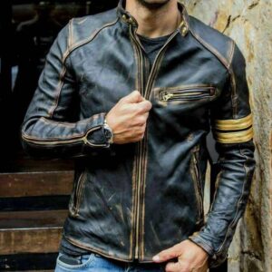 Men's Vintage Cafe Racer Leather Jacket