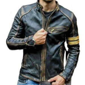 Men's Vintage Cafe Racer Leather Jacket