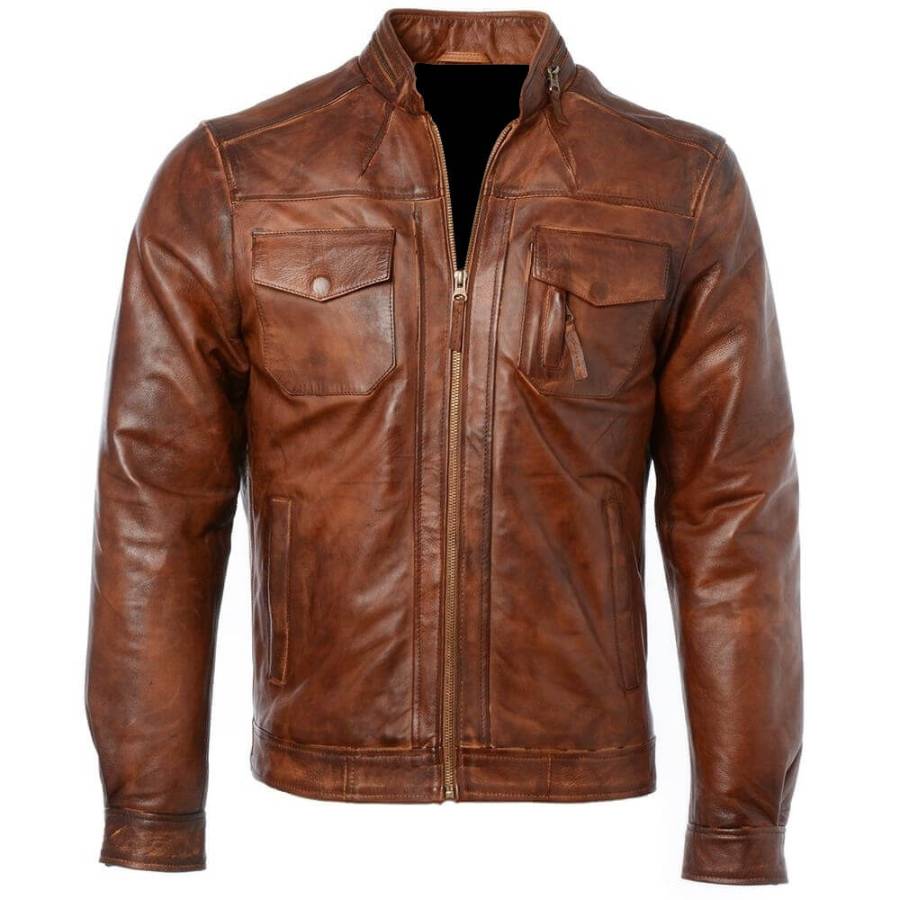 Men's Tan Brown Biker Real Leather Jacket Men's Tan Brown Biker Real Leather Jacket