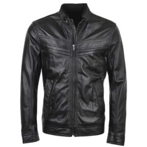 Men's Casual Black Leather Jacket