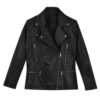 Women's Black Cafe Racer Leather Jacket