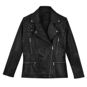 Women's Black Cafe Racer Leather Jacket