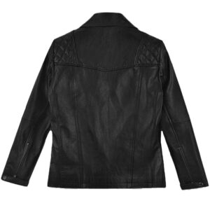 Alternative view of Women's Black Cafe Racer Leather Jacket