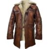 Men's Brown Leather Faux Fur Lined Coat