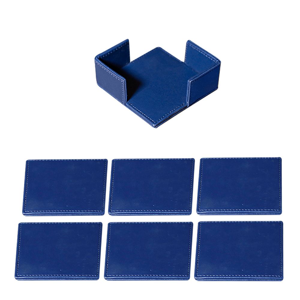 Blue Handcrafted Drink Coasters Pack of 6 with Holder Blue Handcrafted Drink Coasters Pack of 6 with Holder