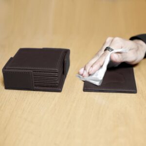 Brown Elegant Table Coasters Set with Holder – 6pcs img 18955 opt