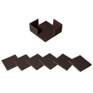 Alternative view of Brown Elegant Table Coasters Set with Holder – 6pcs