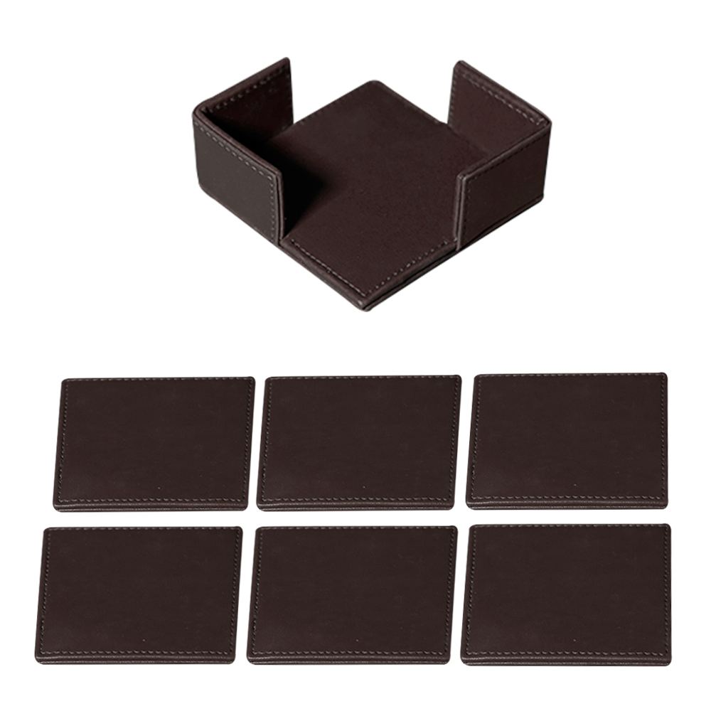 Brown Elegant Table Coasters Set with Holder – 6pcs Brown Elegant Table Coasters Set with Holder – 6pcs