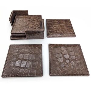 Alternative view of Premium Croc-Embossed Tea Coasters Pack of 6 Holder