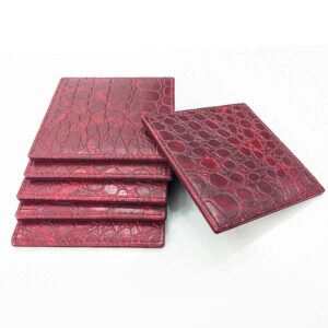Alternative view of Maroon Square Croc-Embossed Drink Coasters Set of 6