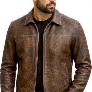 Mens Cafe Racer Zipper Leather Jacket img 19551 opt
