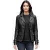 Women's Genuine Black Sheep Leather Biker Jacket