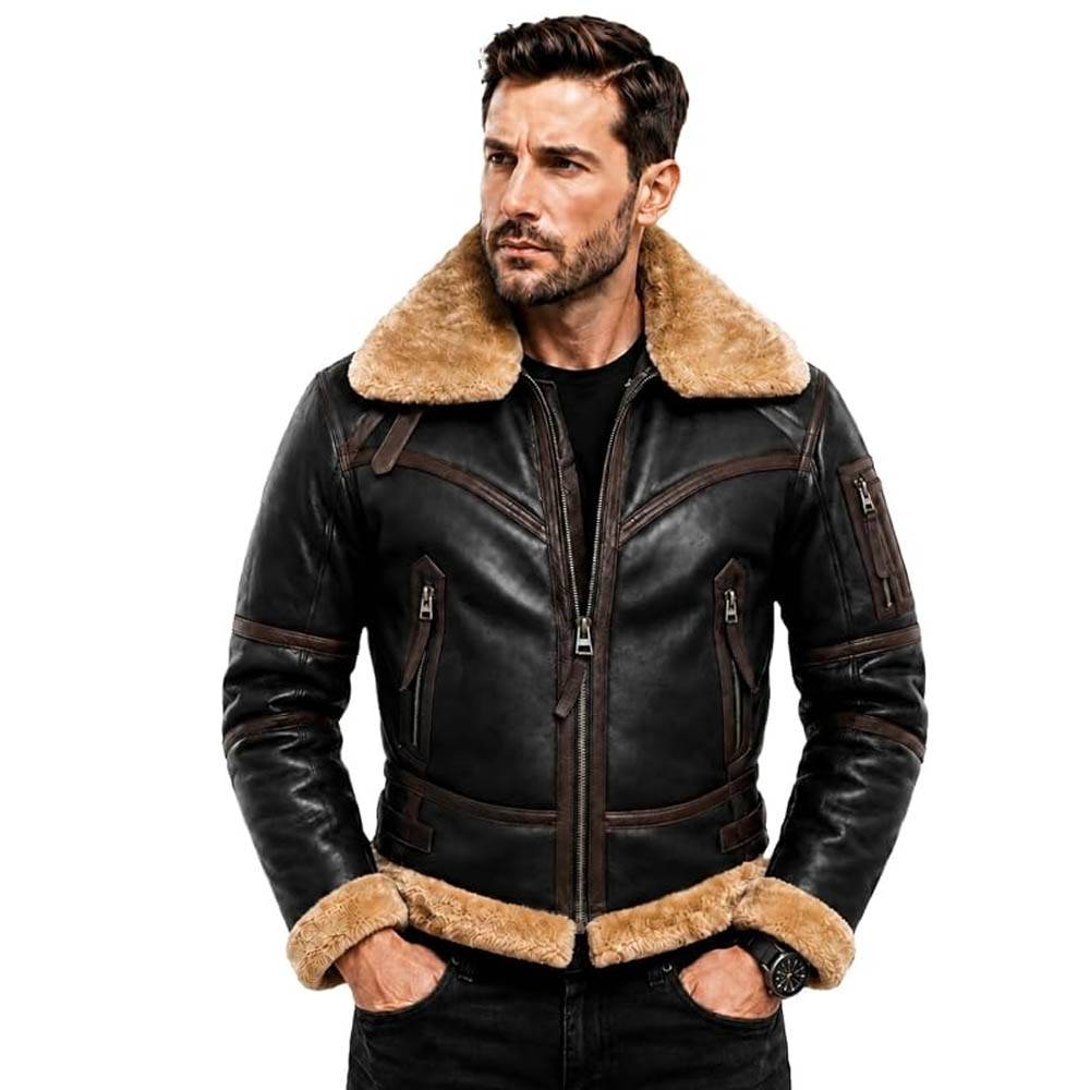 Men's Sheepskin B3 Bomber Jacket Vintage RAF Pilot Style UK img-21005-opt-1