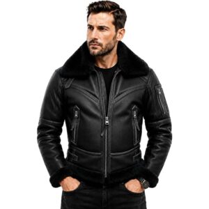 Men's Sheepskin B3 Bomber Jacket Vintage RAF Pilot Style UK img 21007 opt