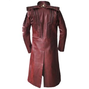 Alternative view of Men's Genuine Maroon Leather Long Trench Coat