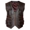 Men's Biker Distressed Brown Leather Vest