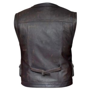 Alternative view of Men's Biker Distressed Brown Leather Vest
