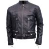 Men's Cafe Racer Vintage Black Leather Jacket