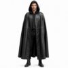 Men's Leather Hooded Cloak Long Gothic Halloween Costume