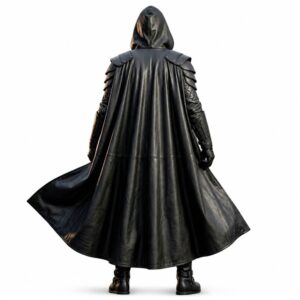 Men's Leather Armor Costume with Hooded Cloak Warrior Style img 21269 opt