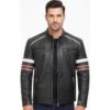 Men's Quilted Retro Café Racer Leather Jacket
