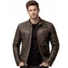 Mens Genuine Leather Winter Warm Motorcycle Vintage Jacket