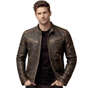 Clara Leather Jackets Mens Genuine Leather Winter Warm Motorcycle Vintage Jacket