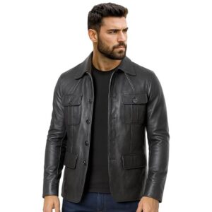 Men's Genuine Leather Blazer Vintage Jacket