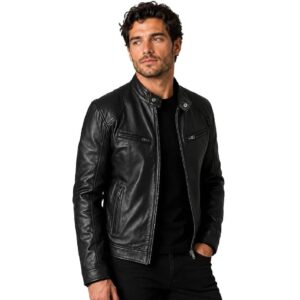 Alternative view of Men's Black Leather Fashion UK Jacket