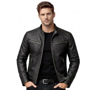 Alternative view of Mens Genuine Leather Winter Warm Motorcycle Vintage Jacket