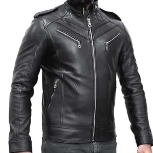 Alternative view of Men's Vintage Retro Biker Leather Jacket