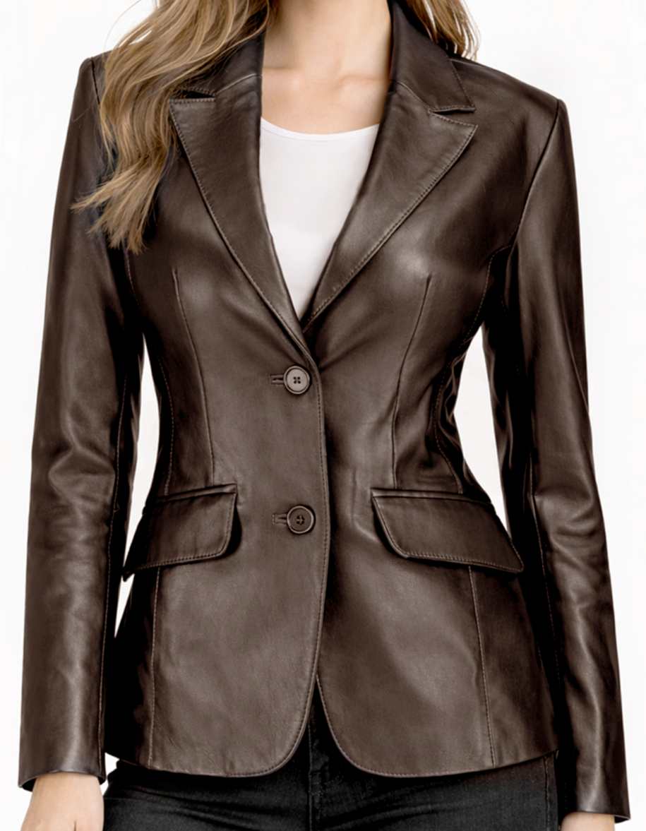 Women's Leather Blazer Jacket Formal & Casual Coat Women's Leather Blazer Jacket Formal & Casual Coat - Image 11