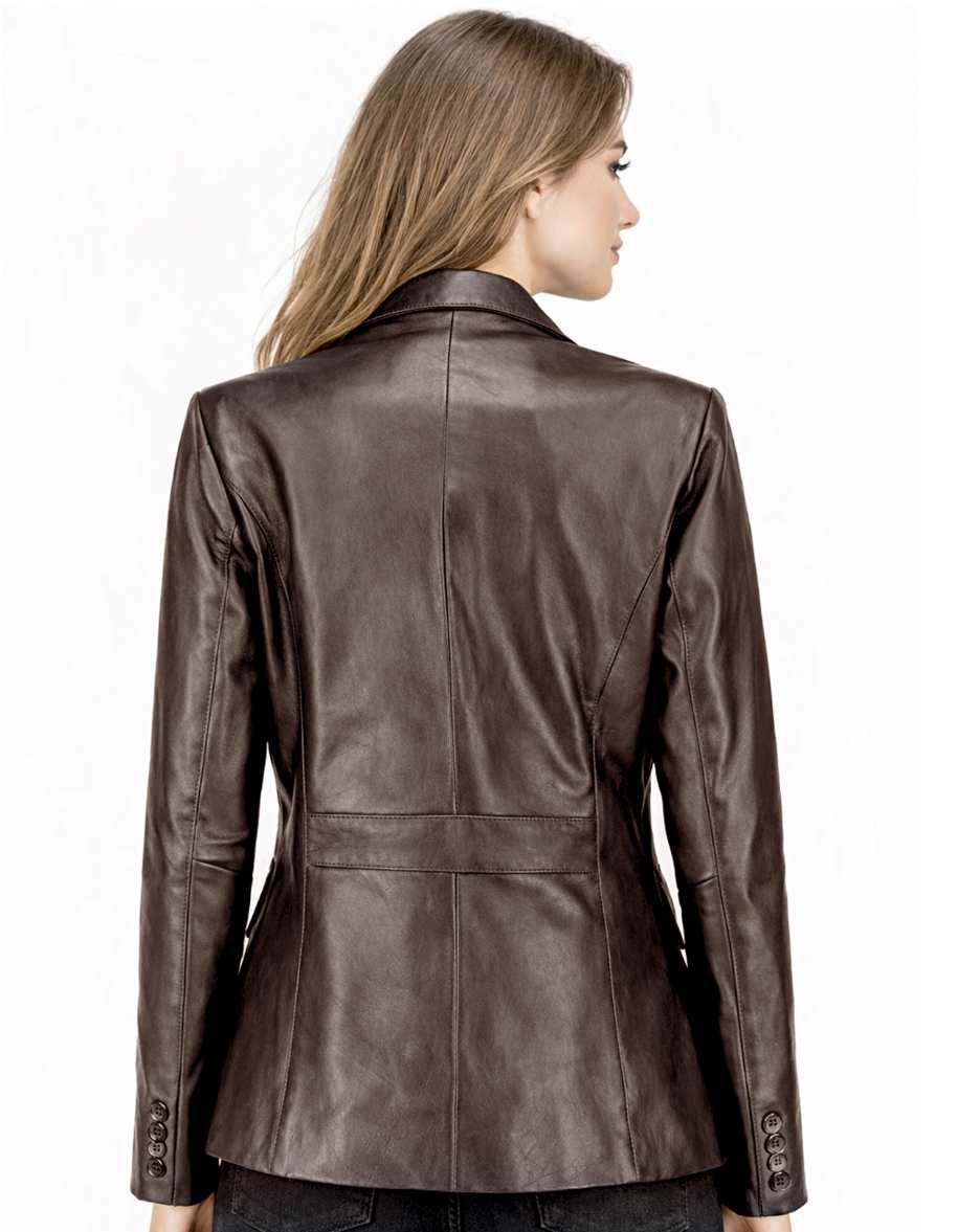 Women's Leather Blazer Jacket Formal & Casual Coat Women's Leather Blazer Jacket Formal & Casual Coat - Image 12