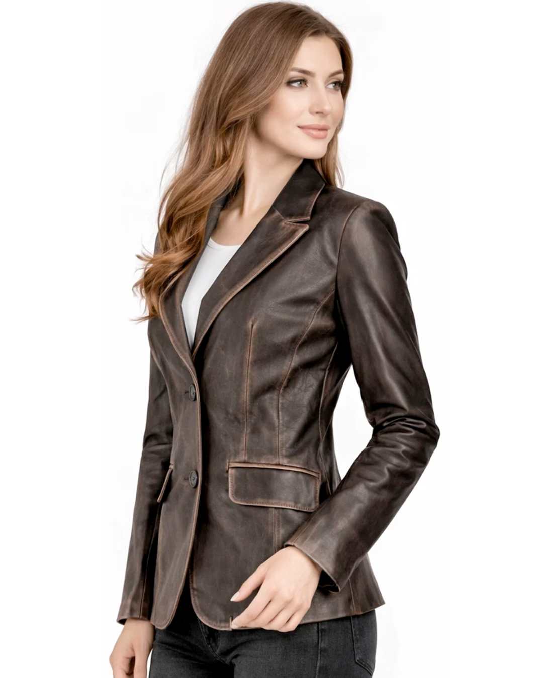 Women's Leather Blazer Jacket Formal & Casual Coat Women's Leather Blazer Jacket Formal & Casual Coat - Image 40