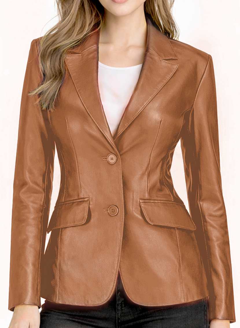 Women's Leather Blazer Jacket Formal & Casual Coat Women's Leather Blazer Jacket Formal & Casual Coat - Image 23