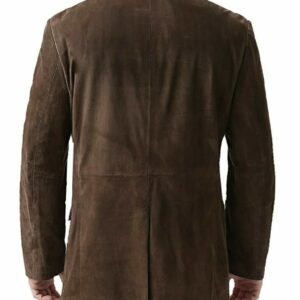Alternative view of Men's Brown Suede Leather Blazer - Casual Smart Coat