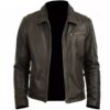 Men's Distressed Brown Leather Jacket - Vintage Belted Style