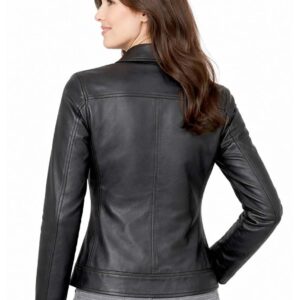 Women's Leather Zipper Jacket - Classic Collar Style img 22326 opt