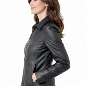 Women's Leather Zipper Jacket - Classic Collar Style img 22328 opt