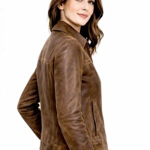 Women's Leather Zipper Jacket - Classic Collar Style img 22331 opt