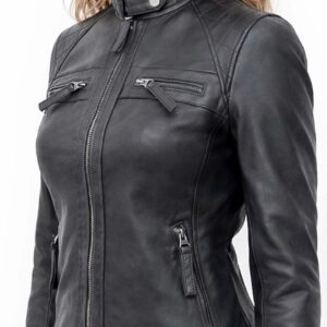 Alternative view of Women's Leather Biker Jacket - Quilted Shoulder Style