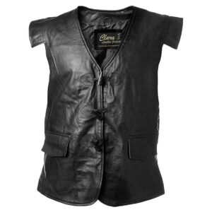 Alternative view of Real Leather Kilt Vest Sleeveless Toggle Waistcoat