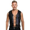 Men's Classic Leather Waistcoat Lace-Up Motorcycle Vest