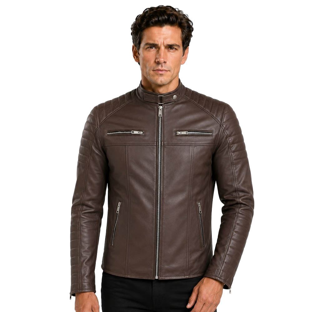 Men's Club Retro Biker Vintage Leather Jacket Men's Club Retro Biker Vintage Leather Jacket - Image 4