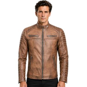 Alternative view of Men's Club Retro Biker Vintage Leather Jacket