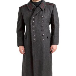 Alternative view of Men's Grey Wool Military Greatcoat – Long Vintage Overcoat