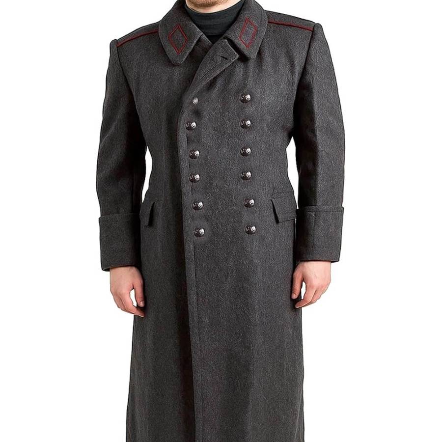 Men's Grey Wool Military Greatcoat – Long Vintage Overcoat Men's Grey Wool Military Greatcoat – Long Vintage Overcoat - Image 2
