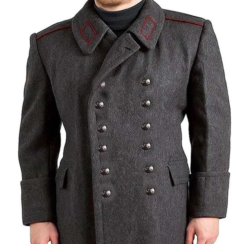 Men's Grey Wool Military Greatcoat – Long Vintage Overcoat Men's Grey Wool Military Greatcoat – Long Vintage Overcoat - Image 4