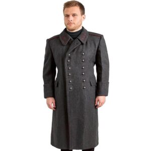 Men's Grey Wool Military Greatcoat – Long Vintage Overcoat